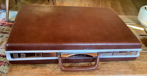 Vintage Samsonite Briefcase Brown Hard Side Slim Mid century Attache MCM madmen
