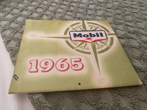 Vtg Original 1965 Mobil Oil  gas advertise company Calendar