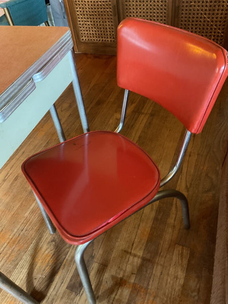 Vtg  pink Chrome Formica Dining kitchen Table Mid Century Modern leaves chairs