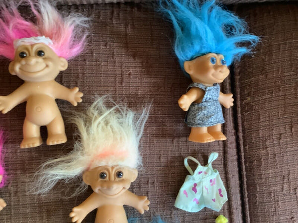 Vintage Ace Russ Novelty Treasure Troll Dolls  Jewel Belly Lot Of 11