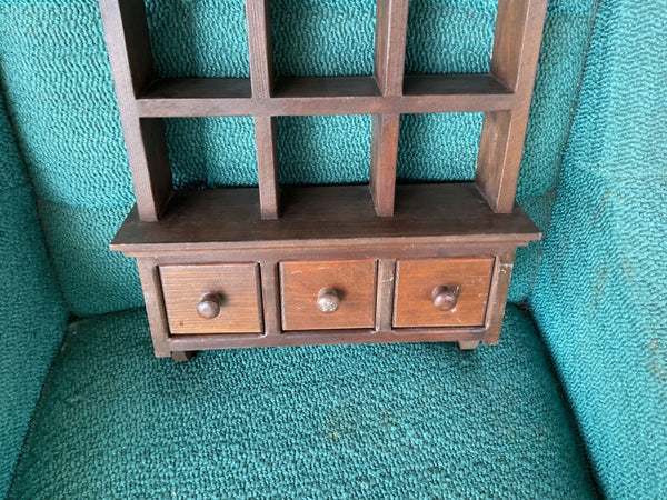 Vtg Storage Organizer Cube  cubby Display  Shelf +2 Drawer spice cabinet chest