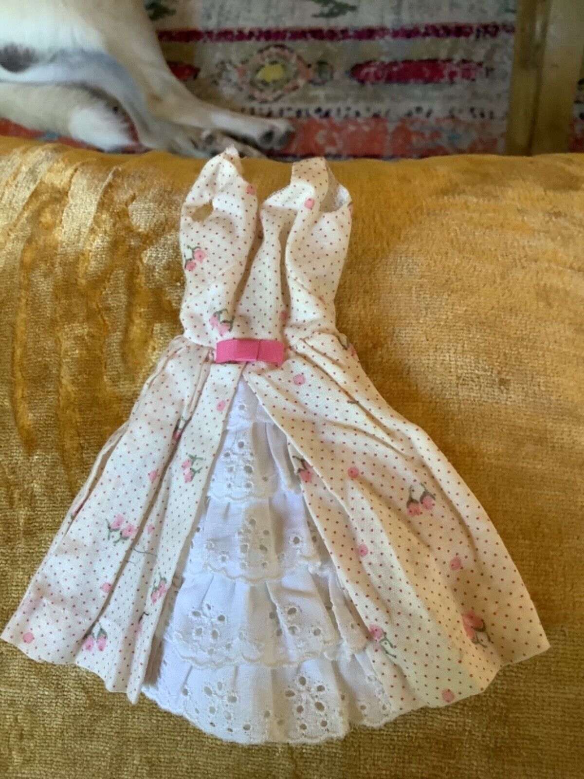 Vintage Barbie Garden Party 1962-63 Rose Print Dress With Eyelet Lace Insert...