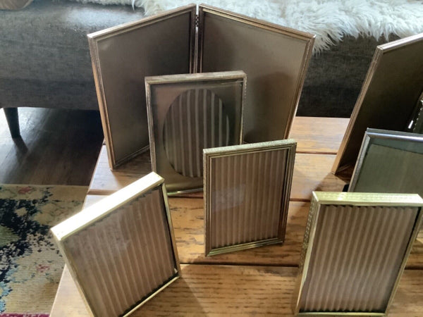 Lot 10 Vtg Silver Gold Metal Brass Embossed Picture Frames Easel double 8x10 5x7