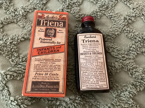 VNTG Triena Child Laxative 1930s bottle/box mfg. Chattanooga Co. FREE SHIPPING!