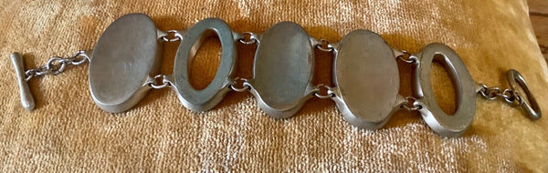 Vintage Large  5 Carved Stone Scarab Bracelet Estate Egyptian Revival