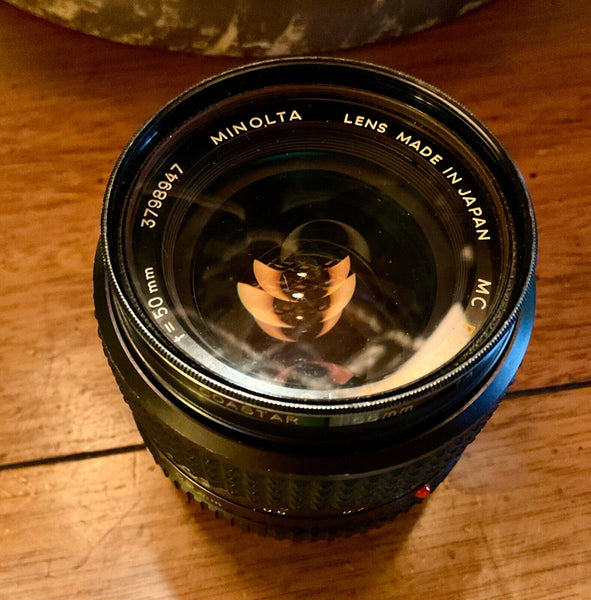 MINOLTA ROKKOR-X PG 50mm f/1.4 LENS FOR MINOLTA SR MOUNT, CAP