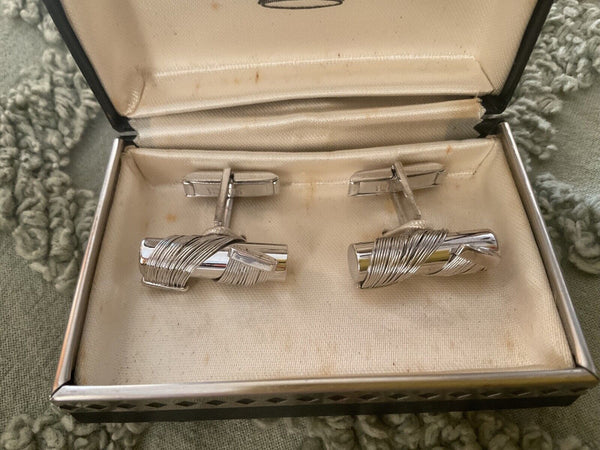 Vintage SWANK Silver Tone Cufflinks cuff links new in box
