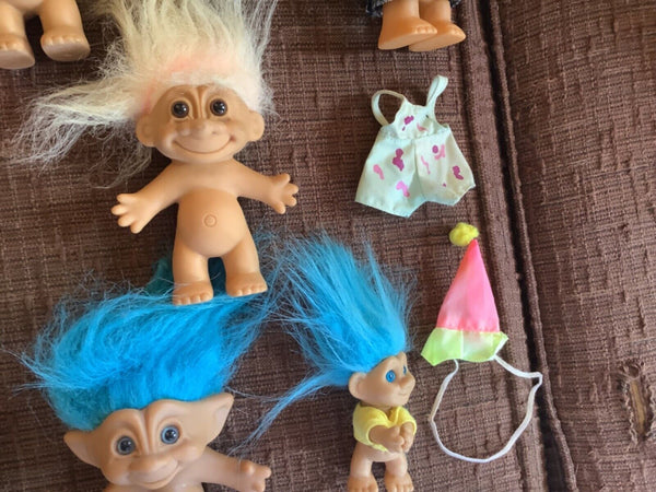 Vintage Ace Russ Novelty Treasure Troll Dolls  Jewel Belly Lot Of 11