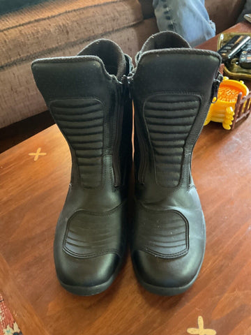 BILT Pro Tourer BT Motorcycle Boots Mens 9 Black Leather Side Zip Up Waterproof