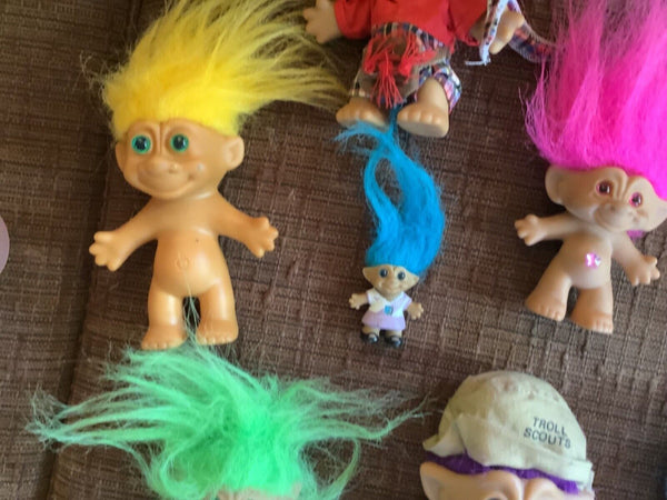 Vintage Ace Russ Novelty Treasure Troll Dolls  Jewel Belly Lot Of 11