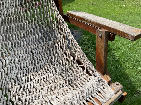 Vintage rare Hatteras Hammocks Woven Rope stool chair seat wood wooden