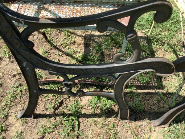 Vintage Antique Set pair Of Cast Iron Scroll Park Bench Ends Legs