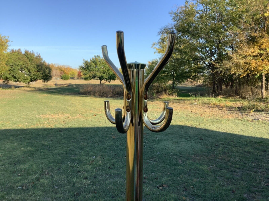 Vtg COAT hat rack Hollywood Regency brass gold metal mid century stand