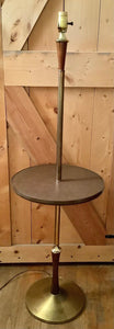 Vtg  Mid Century modern mcm Floor Lamp Table wood Walnut
