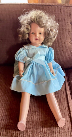 Vintage 25 inch sleepy eyes Shirley Temple Baby Doll Composition Cloth