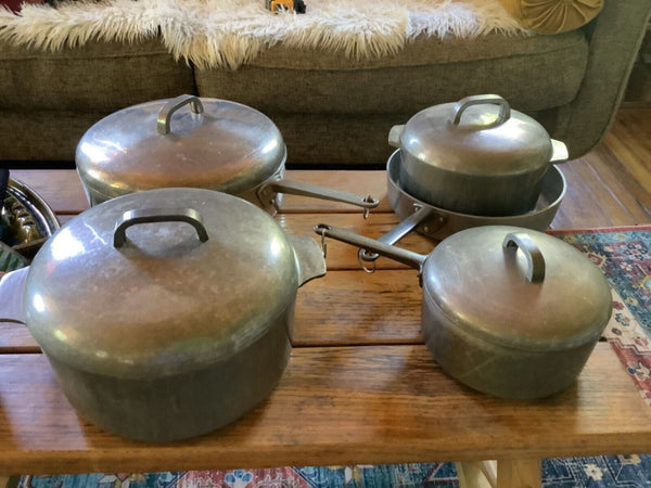 Vtg set Royalty Nasco pot Pan Dutch Oven skillet  Aluminum Korea cookware