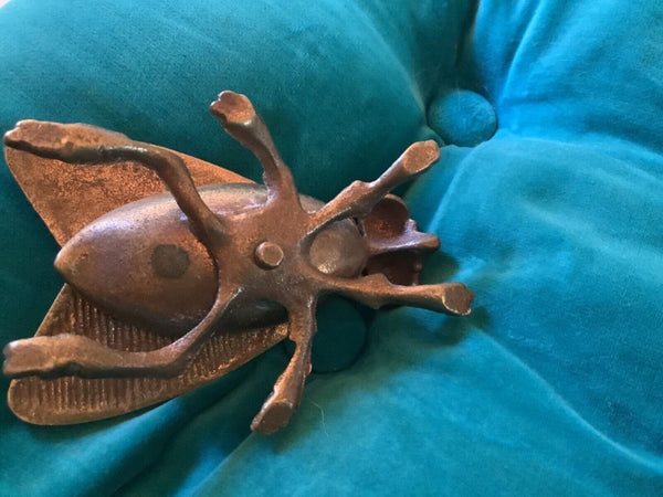 Vintage mid century Brass Winged Fly Insect Ashtray Trinket Box