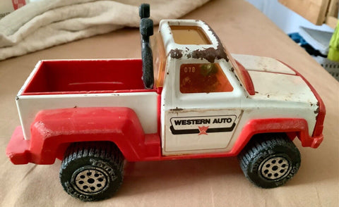 Vintage TONKA Pressed Steel Western Auto Toy Pick Up Truck Red