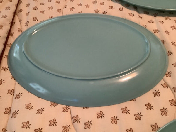 VINTAGE  Melmac Melamine OVAL Serving Platters (4) Blue/Turquoise