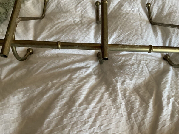 Vintage faux bamboo  Brass gold tone wall Coat & Hat Rack