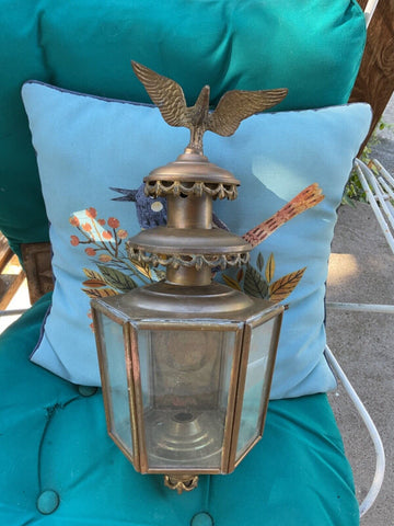 Victorian Coach Carriage porch Lantern Lamp light Eagle Finial Brass VTG/Antique