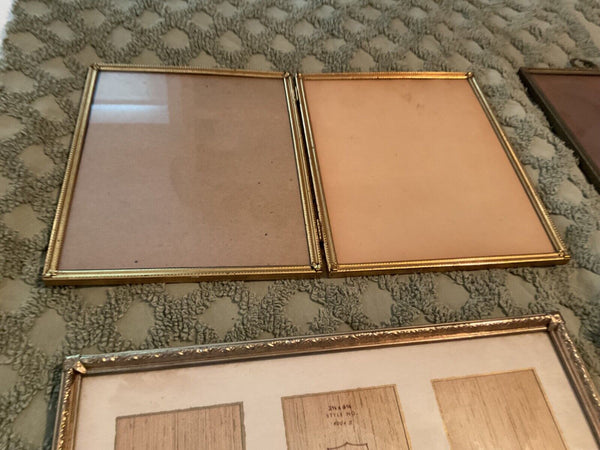 Lot of 9 vtg Brass Metal Gold Tone Picture Frames Easel Back 8x10  3x4 Bifold