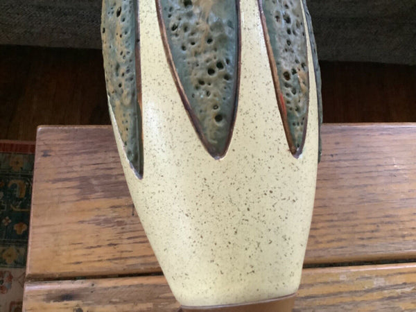 VTG MID-CENTURY modern chalk CHALKWARE pottery TABLE LAMP mcm wood mcm