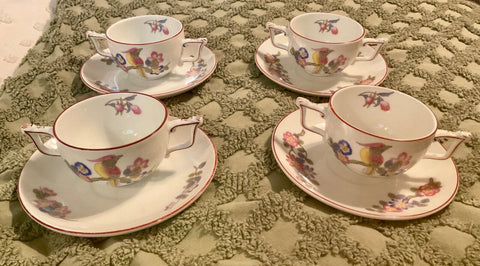 4 China Tea Cup & Saucers Rosenthal Germany Made Ritz Hotels Aida Florals birds