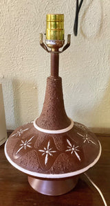 Vintage Mid Century Pottery  chalk ware Table Lamp starburst modern retro mcm