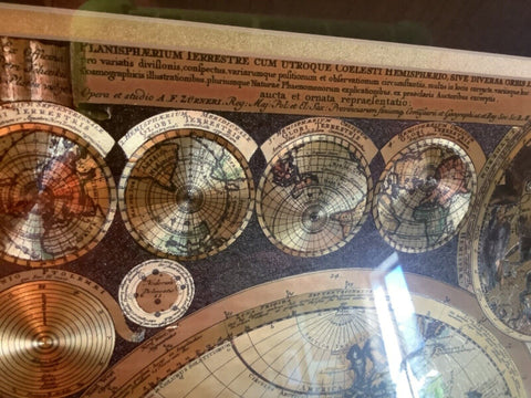 VTG Latin Planisphaerium Terrestre Gold Foil World Map Adam Zurner Pieter Schenk