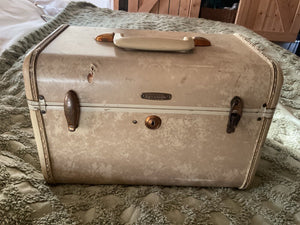 Vtg Samsonite Travel Train Case Shwayder Bros Marble Cream  suitcase luggage