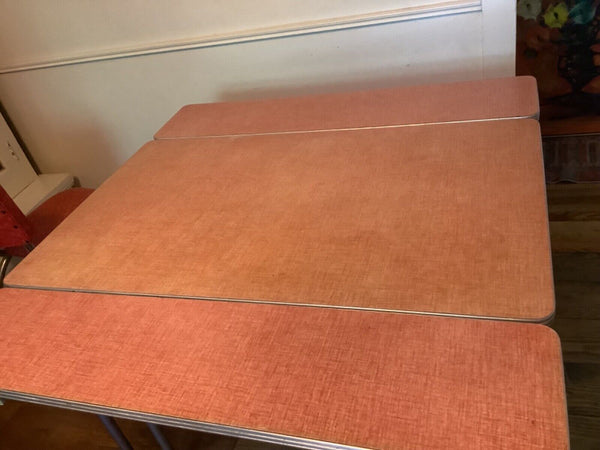 Vtg   pink Chrome Formica Dining kitchen Table Mid Century Modern leaves chairs