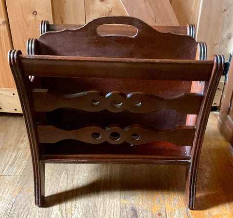 Antique vtg Music Record Magazine Rack Mahogany Wood wooden