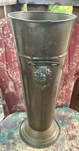Vintage Brass Lion Head Handles Umbrella Cane stand Holder Floor planter