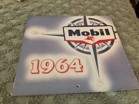 Vtg Original 1964 Mobil Oil  gas advertise company Calendar  unused and clean
