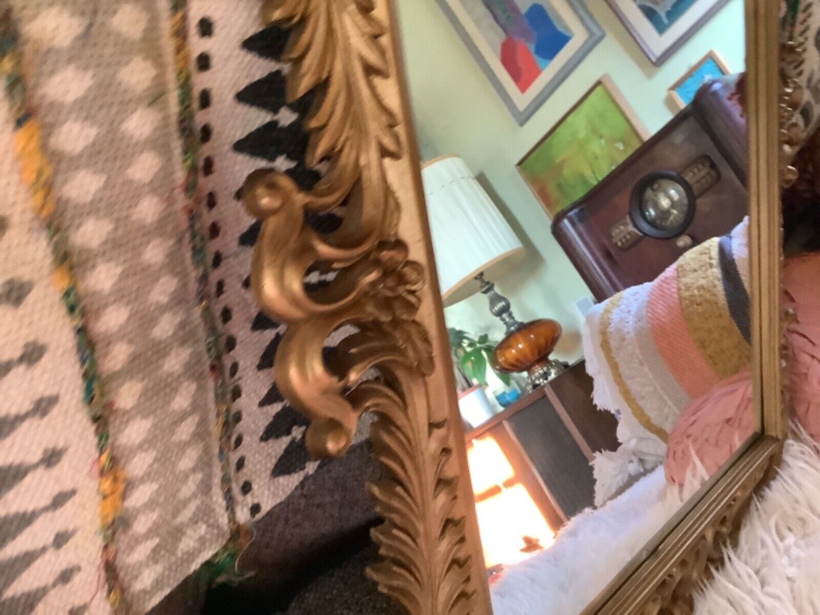 ハリウッドリージェンシー　ミラー Vtg Burwood Gold Wall Mirror Hollywood Regency 31” x 19