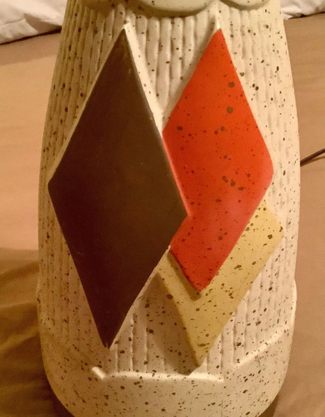 Mid century modern  diamond table lamp atomic 1950s 60s kitsch ceramic vtg