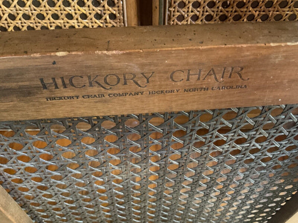 Vtg Hickory Chair Co. End/side Tables  cane wood glass castors faux bamboo