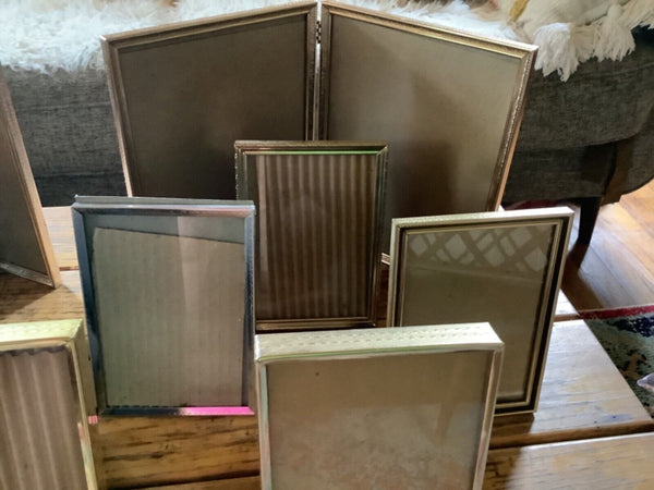 Lot 10 Vtg Silver Gold Metal Brass Embossed Picture Frames Easel double 8x10 5x7