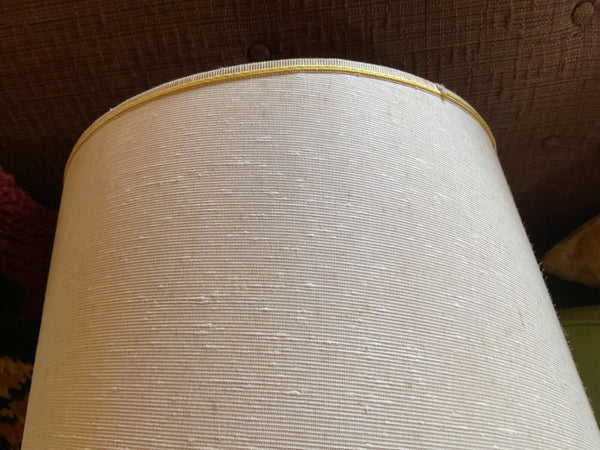 Vtg MCM mid century Drum Lamp Shade Ivory Beige nubby Floor Table