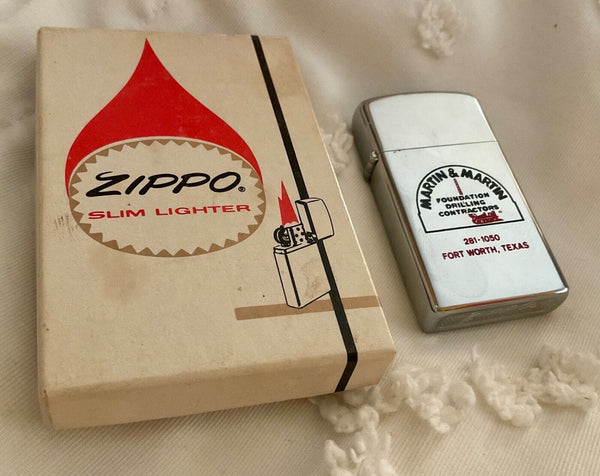 Vtg Zippo Lighter In Box Martin & Martin drilling contractors Ft. Worth Texas