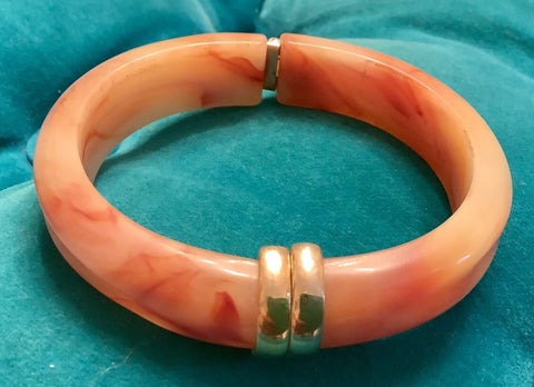 Vintage AVON Lucite peach pink Tone Bangle Bracelet