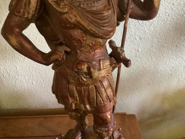 Antique Vtg Statue Roman Soldier Figure statue cast metal