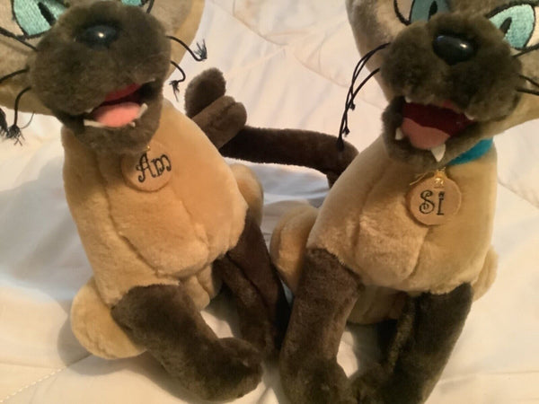 2000 Authentic Disney Store Lady And The Tramp Plush  Siamese Cats Si & Am