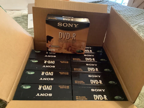 Sony DVD-R 4.7GB 120 Minute Blank Disc 10-Pack lot 10 case new 100 total
