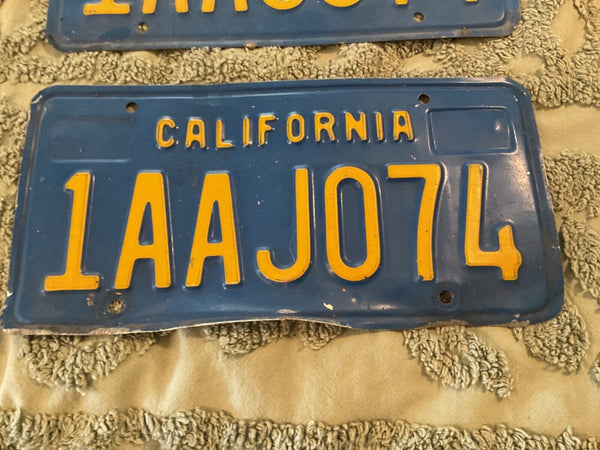 Vtg  1980s-90s DMV California License Plate matching pair