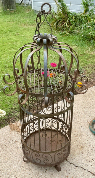 Large Vintage Wrought Iron Antique Bird Cage house birdcage scrolled