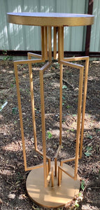 Vtg Pillar Pedestal Plant Stand Display Art  gold heavy iron metal