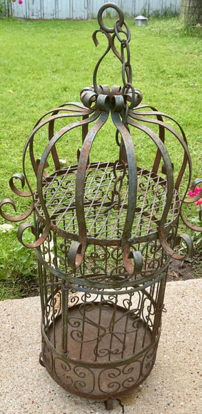 Large Vintage Wrought Iron Antique Bird Cage house birdcage scrolled