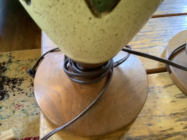 Vintage Mid Century pair pottery chalk table Lamp Atomic mid Century modern Mcm